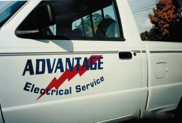 Advantage Electrical Services.  Choose colors that create the most contrast on your vehicle.  Outlines are also a good way to provide contrast.
